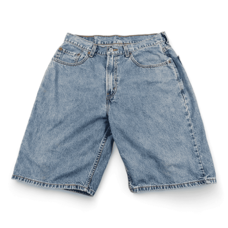 Vintage Levis Jean Shorts Blue Loose Straight Light Wash 569 Mens 32