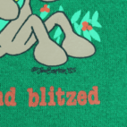 Vintage Christmas Sweater 80s Reindeer Holidays Blitzed Green Adult MEDIUM