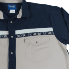 Wrangler Western Shirt Blue Beige Southwest Stripe Button Up Adult EXTRA LARGE