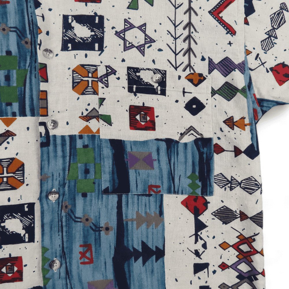 Vintage Abstract Art Shirt 90s Cave Painting Primitive Folk Allover Adult MEDIUM