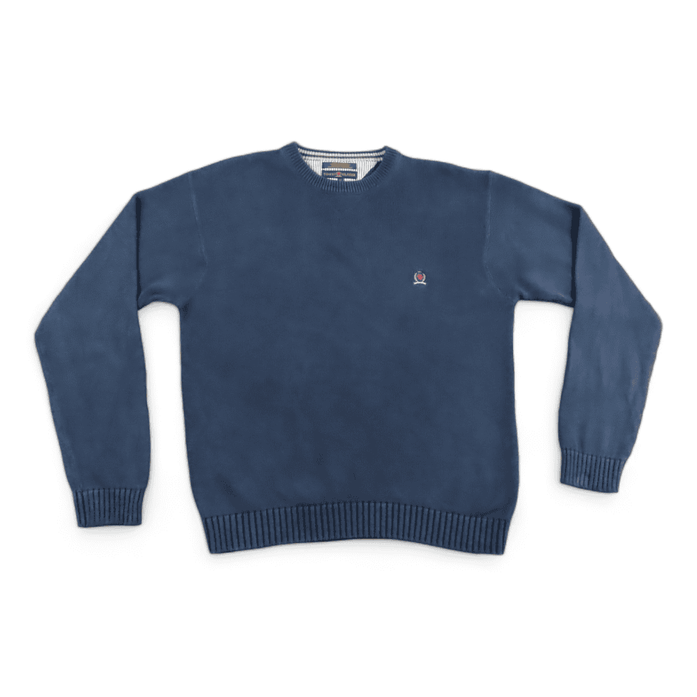 Vintage Tommy Hilfiger Sweater 90s Blue Crest Logo Adult EXTRA LARGE-1 Vintage Tommy Hilfiger Sweater 90s Blue Crest Logo Adult EXTRA LARGE