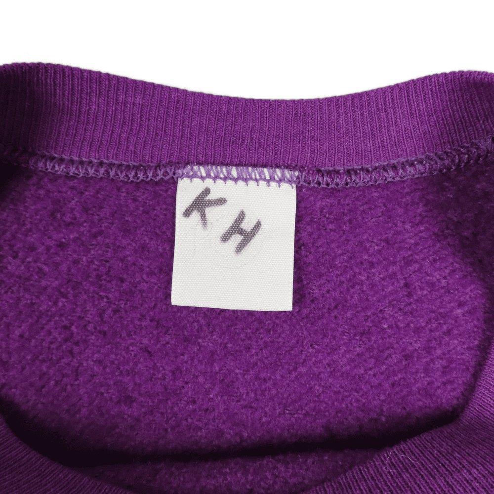 Vintage Cat Sweater 80s Purple Raglan Sweatshirt Pullover Adult MEDIUM