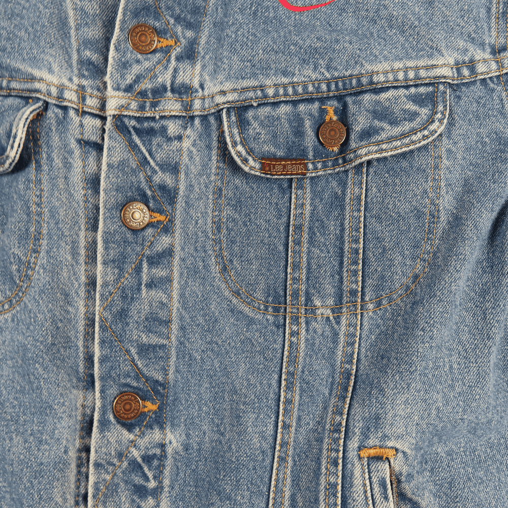 Vintage Lee Jean Jacket 90s Denim Blue Medium Wash Adult LARGE-5 Vintage Lee Jean Jacket 90s Denim Blue Medium Wash Adult LARGE