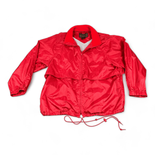 Vintage Eddie Bauer Jacket 80s Red Windbreaker Vented Convertible Hood Adult LARGE