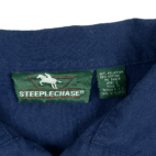 Vintage Metal Snap Polo Shirt 90s Blue Steeple Chase Grandpa Adult LARGE