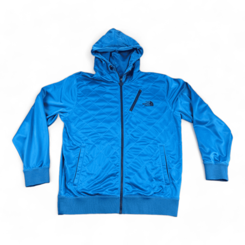 North Face Jacket Blue Quilted Hooded Zip Up Adult LARGE