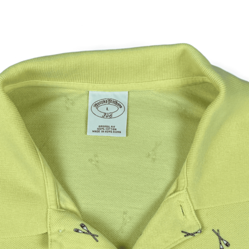 Brooks Brothers Polo Shirt Yellow Boat Oars Pattern Adult LARGE