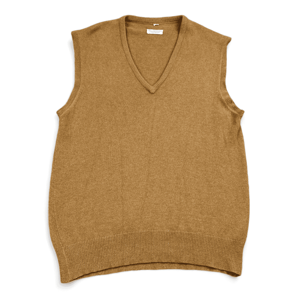 Vintage Cashmere Sweater Vest Hadley Imported Brown V Neck 50s Adult SMALL