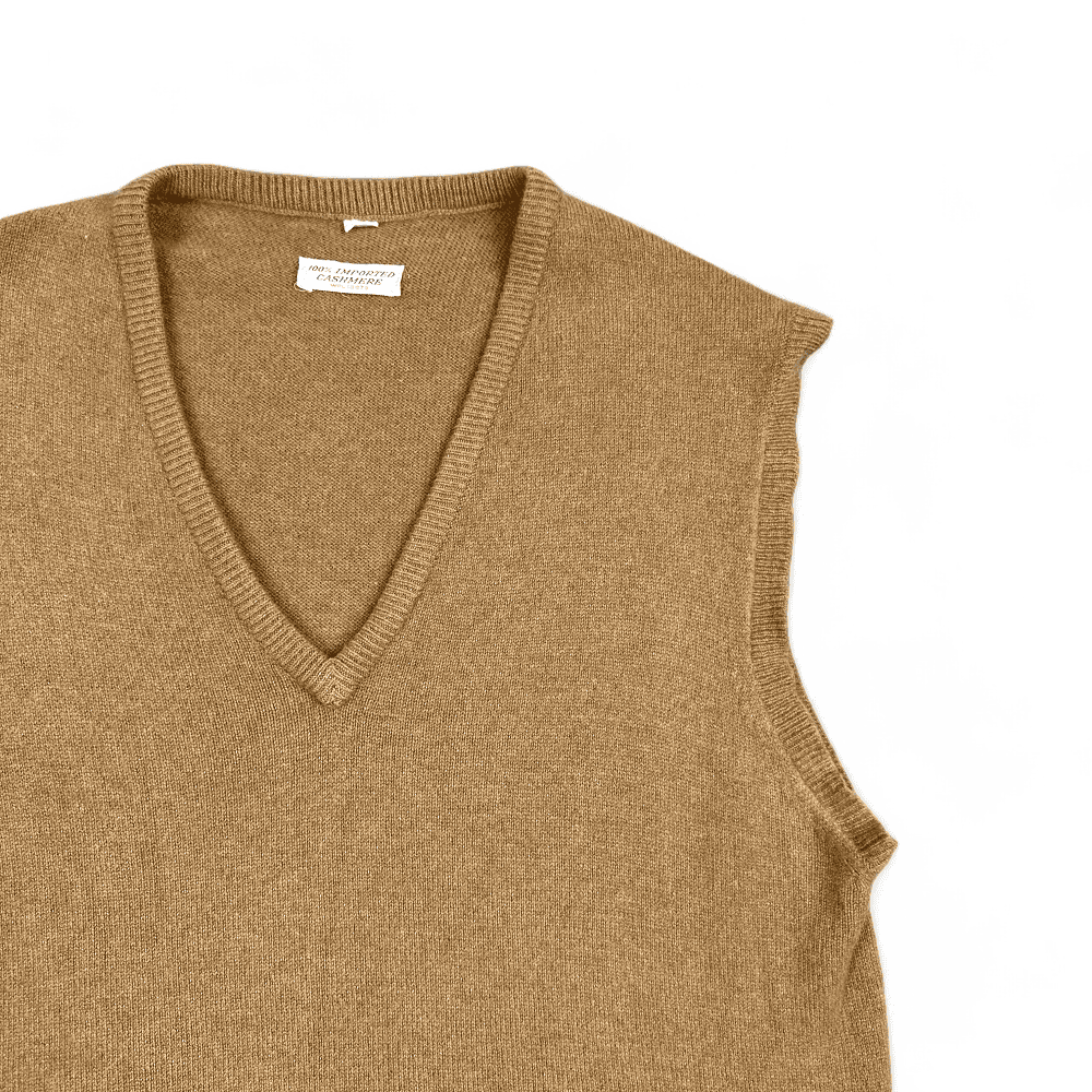 Vintage Cashmere Sweater Vest Hadley Imported Brown V Neck 50s Adult SMALL