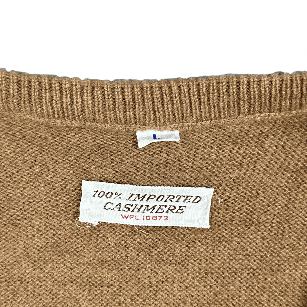 Vintage Cashmere Sweater Vest Hadley Imported Brown V Neck 50s Adult SMALL