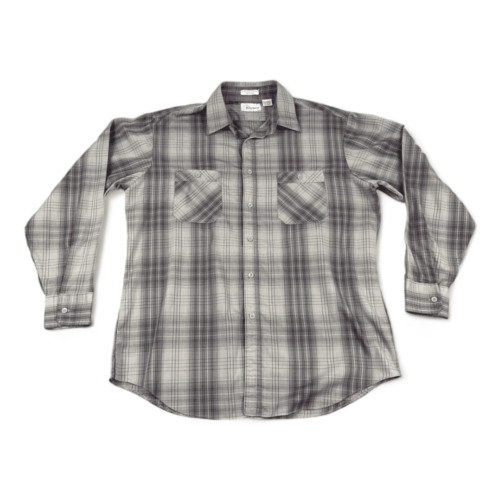 Vintage Plaid Shirt Kingsport 90s Gray Purple Plaid Adult LARGE