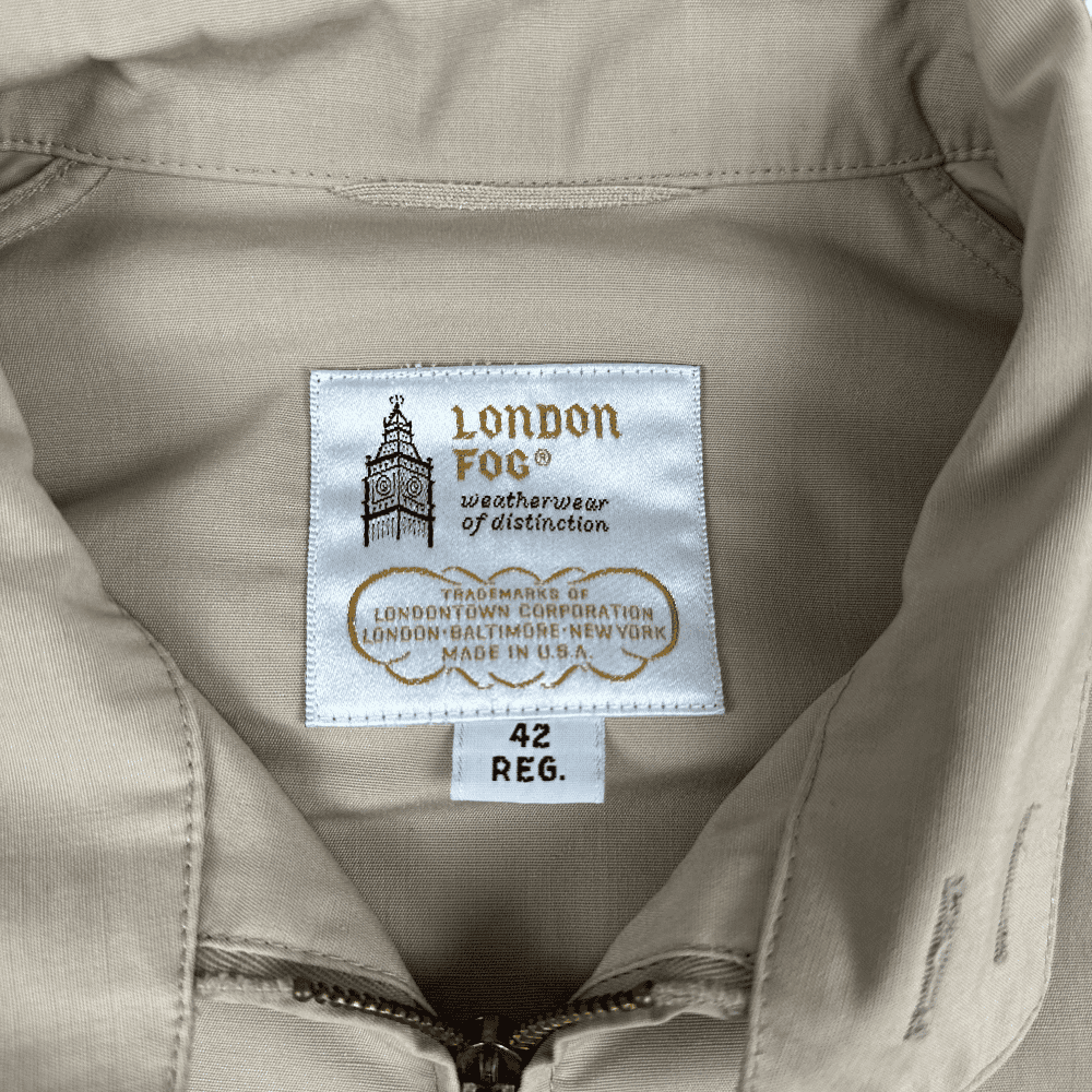 Vintage London Fog Jacket 70s Beige Khaki Tan Windbreaker Adult LARGE
