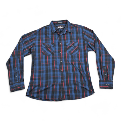 Airwalk Shirt Blue Black Red Plaid Button Down Adult LARGE