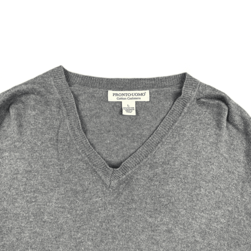 Pronto Uomo Sweater Gray Cashmere Cotton Blend Adult LARGE