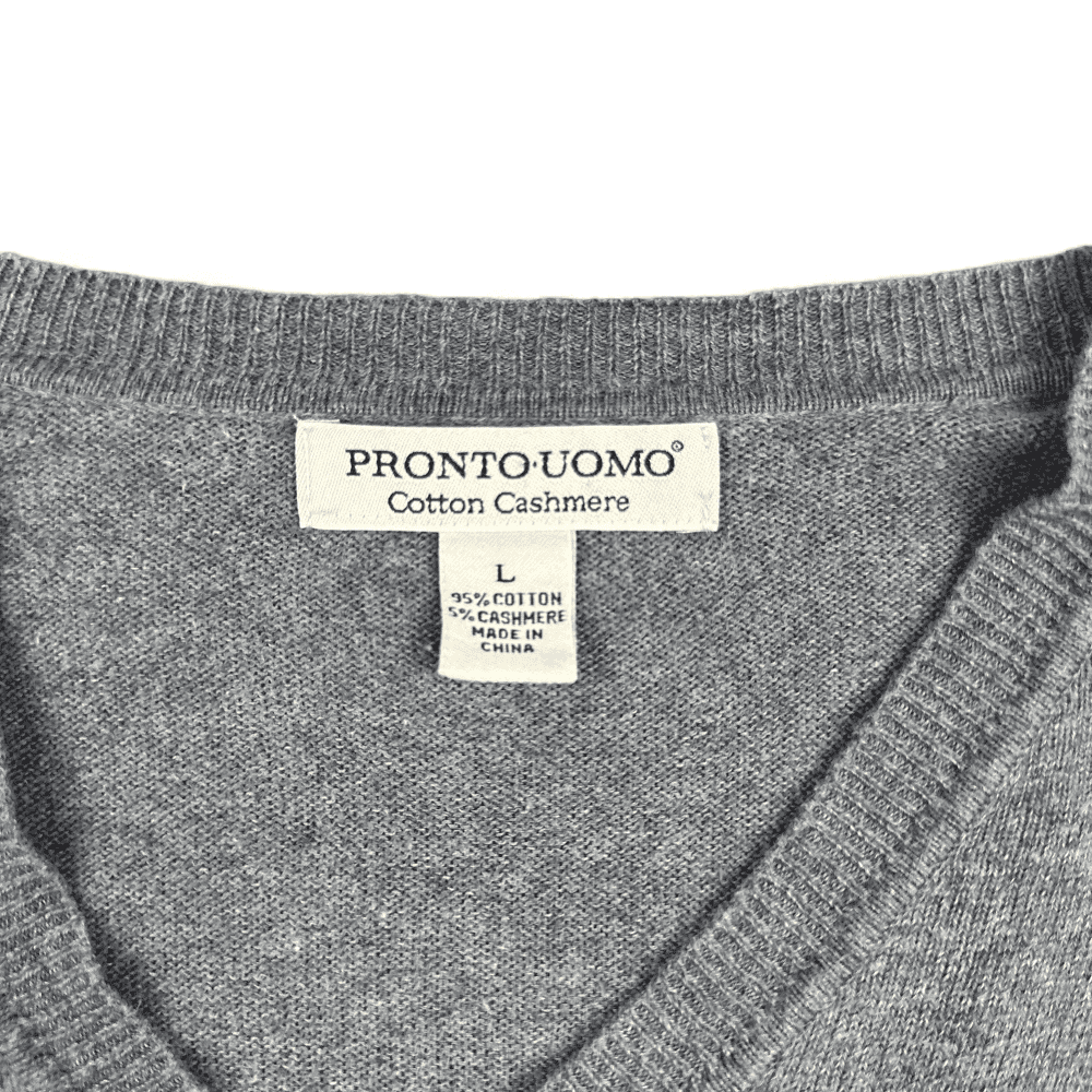 Pronto Uomo Sweater Gray Cashmere Cotton Blend Adult LARGE-3 Pronto Uomo Sweater Gray Cashmere Cotton Blend Adult LARGE