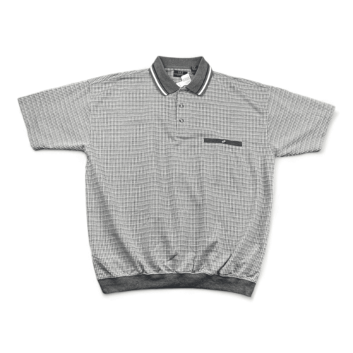 Golf Polo Shirt Banded Gray White Geometric Pocket Adult EXTRA LARGE