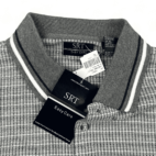 Golf Polo Shirt Banded Gray White Geometric Pocket Adult EXTRA LARGE