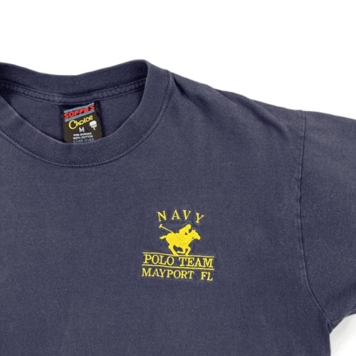 Vintage US Navy Polo Team Shirt 90s Navy Blue Adult MEDIUM