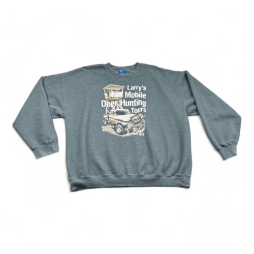 Vintage Deer Hunting Sweater Mobile Tours Humor 90s Gray Adult LARGE