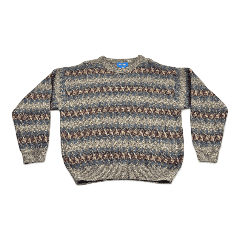 JC Penney Sweater Brown Geometric Y2K Adult LARGE-1 JC Penney Sweater Brown Geometric Y2K Adult LARGE