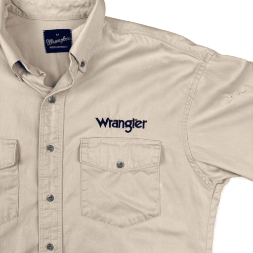Vintage Wrangler Western Shirt Brown 80s Workwear Adult MEDIUM