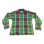 Vintage McGregor Plaid Shirt Green Blue Red Yellow Button Up 70s Adult MEDIUM