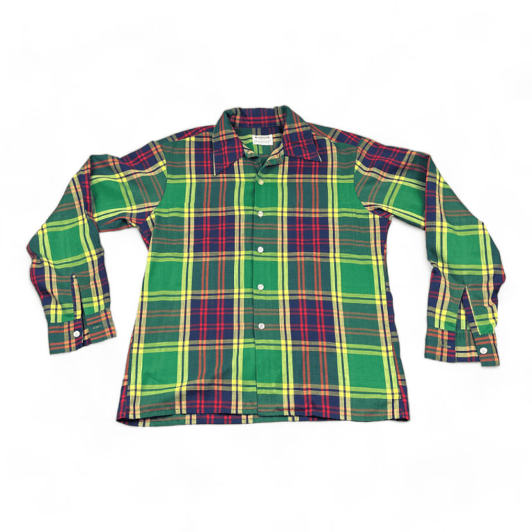 Vintage McGregor Plaid Shirt Green Blue Red Yellow Button Up 70s Adult MEDIUM