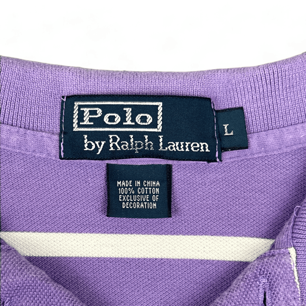 Vintage Ralph Lauren Polo Shirt 90s Purple White Stripe Small Pony Adult MEDIUM