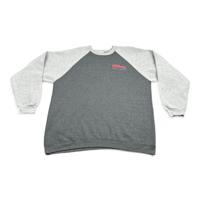 Vintage Wilson Sweater Gray Atheltic Wear 2 Tone Raglan 90s Adult LARGE