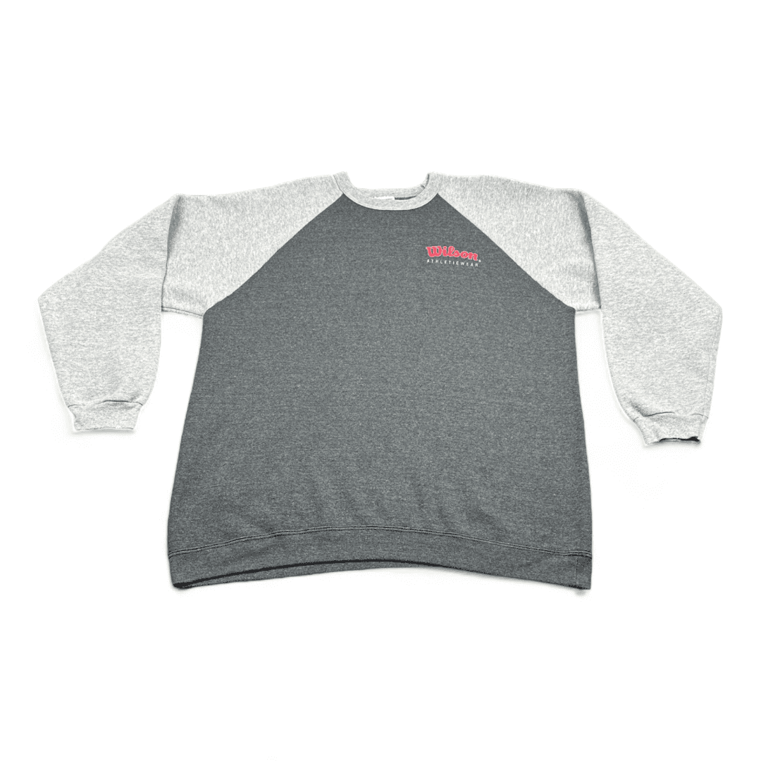 Vintage Wilson Sweater Gray Atheltic Wear 2 Tone Raglan 90s Adult LARGE