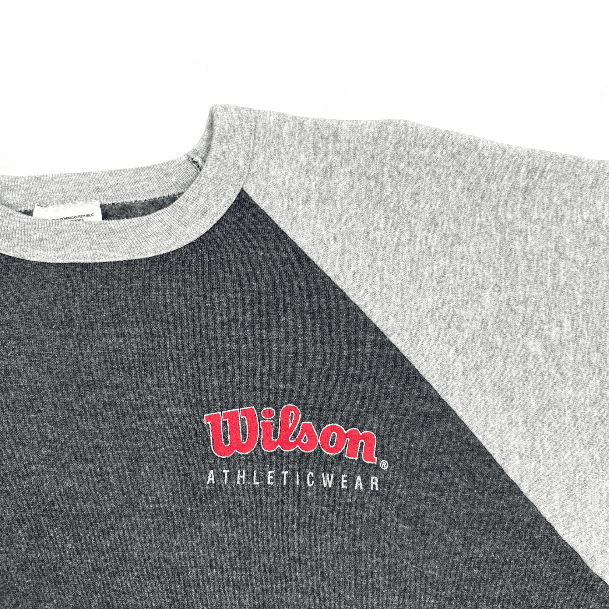 Vintage Wilson Sweater Gray Atheltic Wear 2 Tone Raglan 90s Adult LARGE