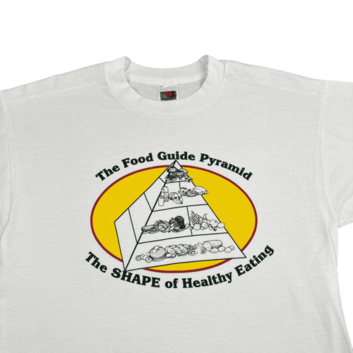 Vintage Food Pyramid Shirt Guide Healthy Eating Diet Fitness White 90s Adult LARGE