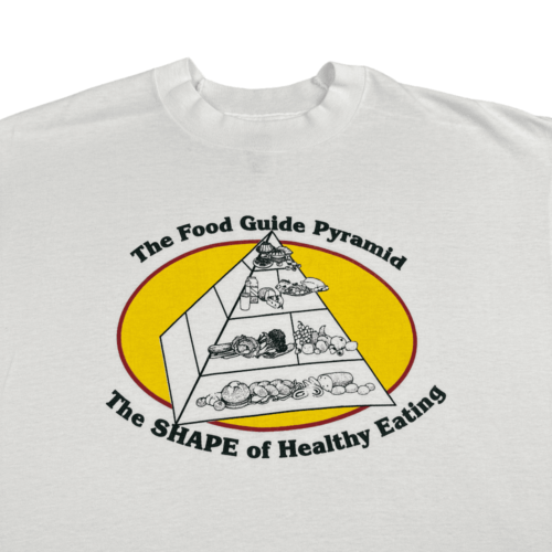Vintage Food Pyramid Shirt Guide Healthy Eating Diet Fitness White 90s Adult EXTRA LARGE