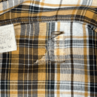 Vintage Western Shirt Yellow Brown Plaid 70s Adult MEDIUM