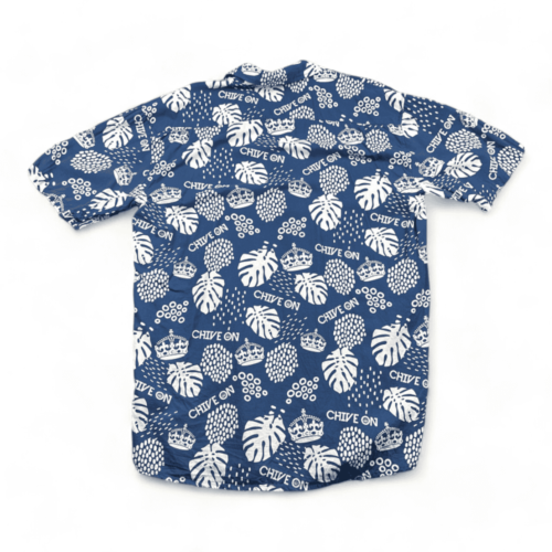 Chive On Hawaiian Shirt Blue White Botanical Crown Tipsy Elves Adult 2XL