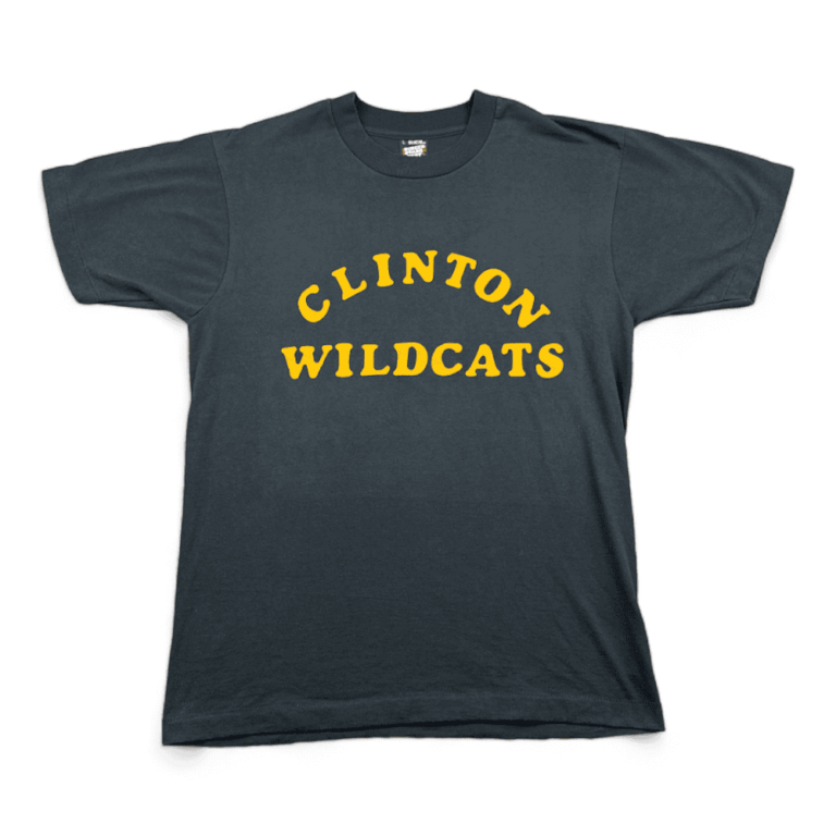 Vintage High School Team Shirt Clinton Wildcats Indiana 80s Adult MEDIUM