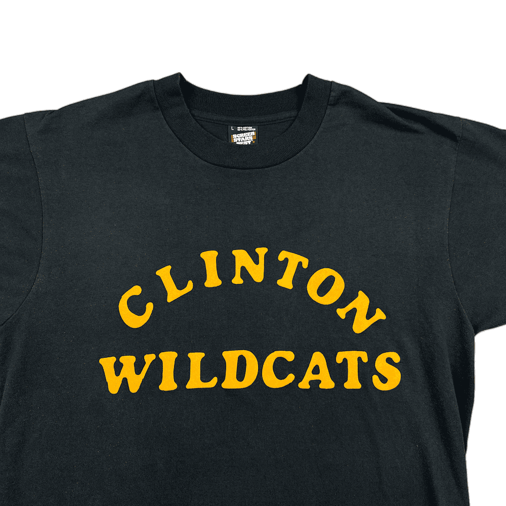 Vintage High School Team Shirt Clinton Wildcats Indiana 80s Adult MEDIUM