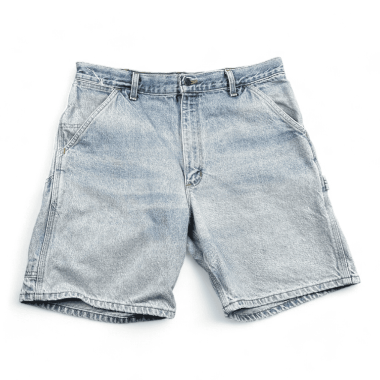 Vintage Carhartt Jean Shorts Blue Light Wash Carpenter Cotton Denim 90s Mens 34