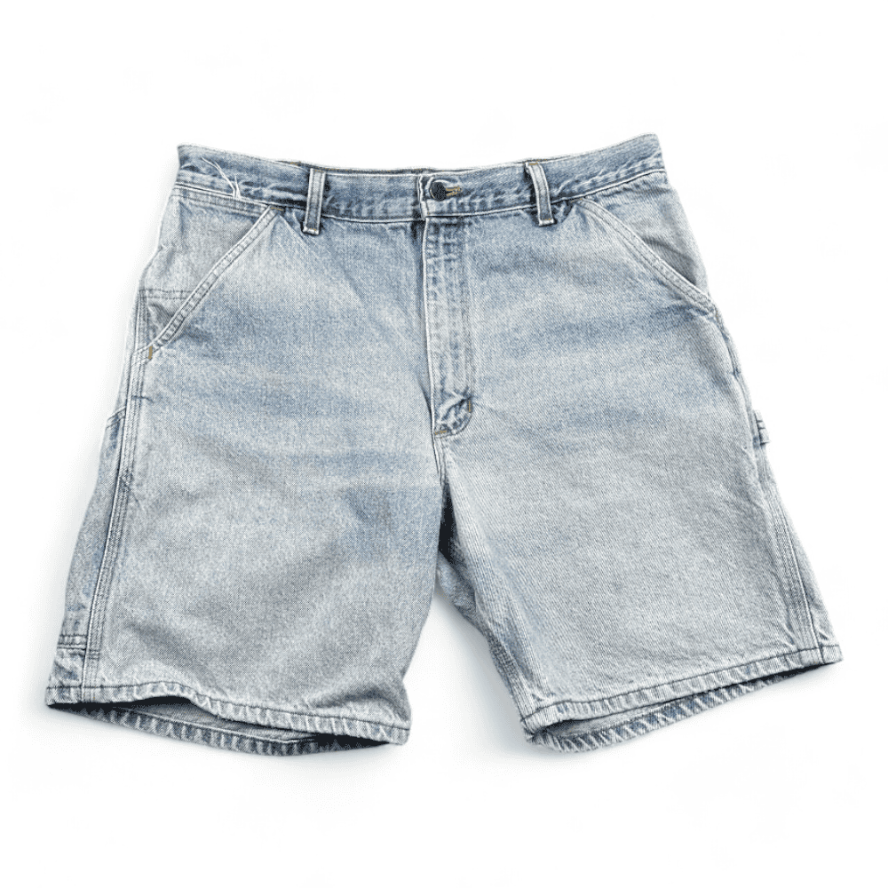 Vintage Carhartt Jean Shorts Blue Light Wash Carpenter Cotton Denim 90s Mens 34