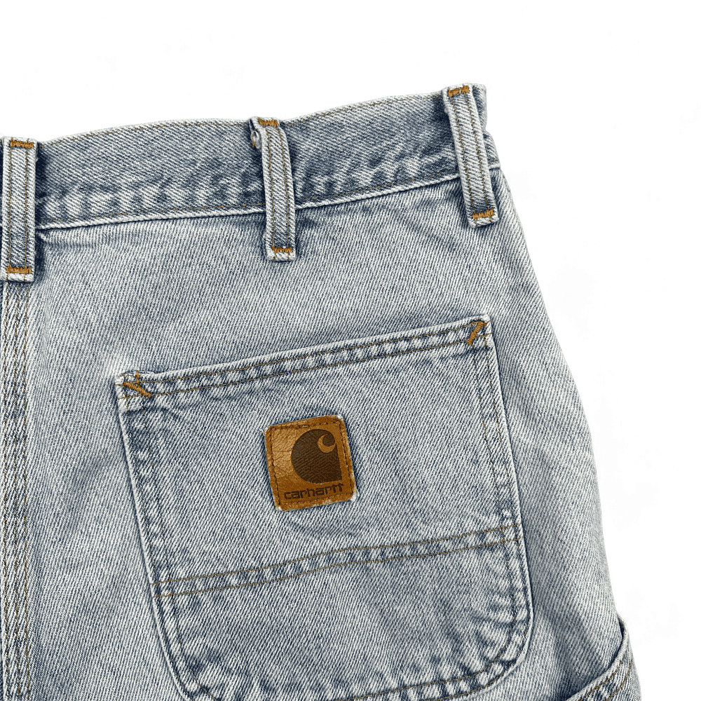 Vintage Carhartt Jean Shorts Blue Light Wash Carpenter Cotton Denim 90s Mens 34