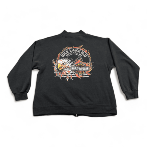 Vintage Harley Davidson Jacket Black Motorcycles Sweatshirt Zip Y2K Adult EXTRA LARGE
