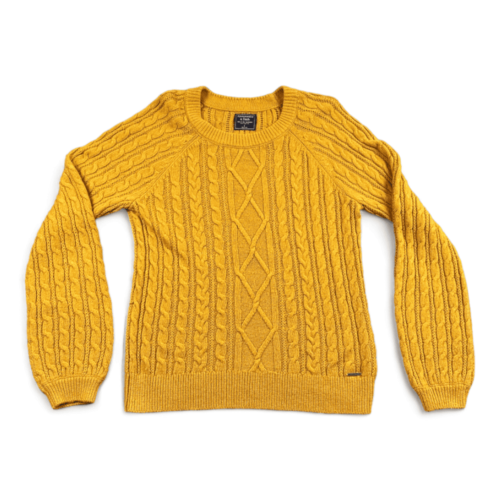 Abercrombie & Fitch Sweater Mustard Yellow Cable Knit Womens LARGE