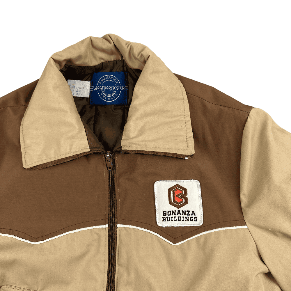 Vintage Western Jacket Weathercaster Brown Yoke Rancher Workwear Adult SMALL