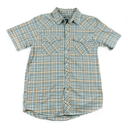 Western Shirt Casual Country Outfitters Green White Plaid Adult MEDIUM