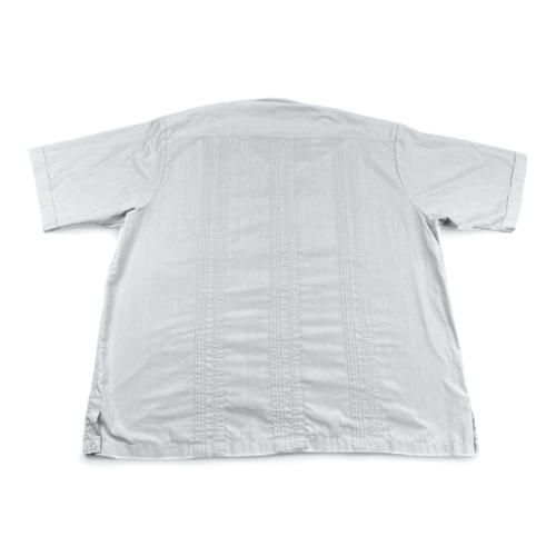 Vintage Guayabera Shirt Adult EXTRA LARGE Gray Cuban Wedding Embroidered Button 90s