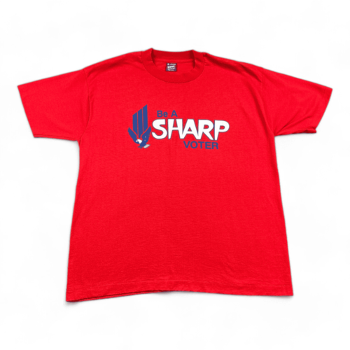 Vintage Sharp Voter Shirt Red Election Politics 90s Adult EXTRA LARGE