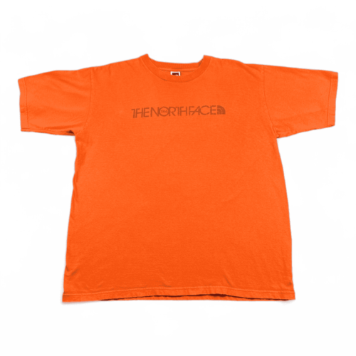 North Face Shirt Spell Out Orange Distressed 1968 Adult LARGE