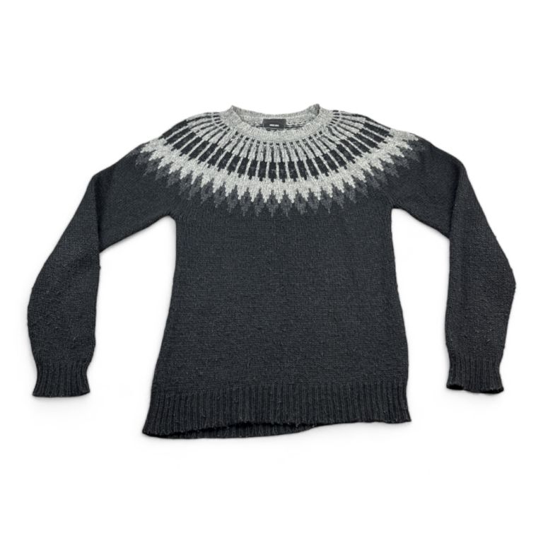 Vintage FreshJive Sweater Black Gray Fair Isle Nordic Y2K Adult MEDIUM