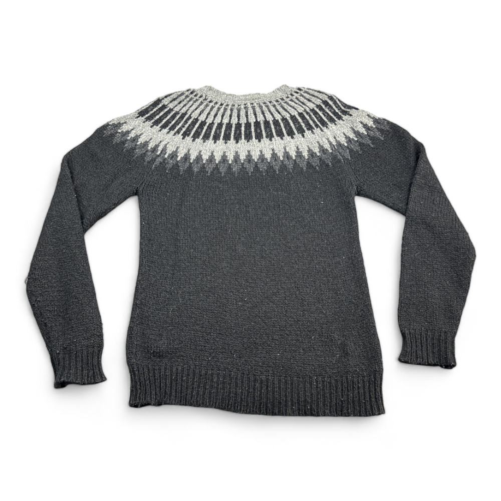 Vintage FreshJive Sweater Black Gray Fair Isle Nordic Y2K Adult MEDIUM