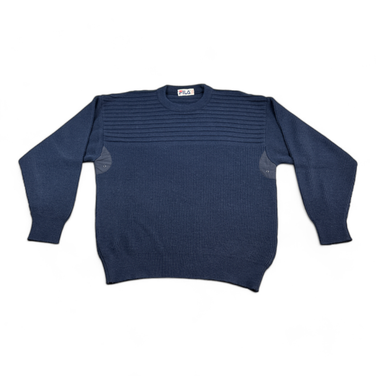 Vintage Fila Sweater Blue Cable Knit Made In Italy Y2K Adult LARGE